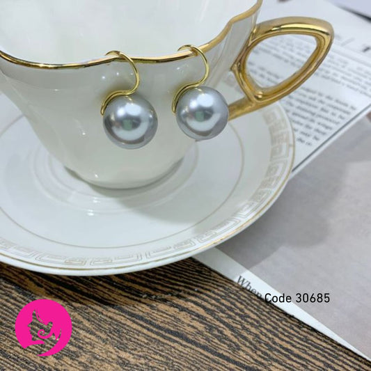 11mm Ash Pearl Stud Earrings – Fresh Korean Cute Style Imitation Pearl Jewelry