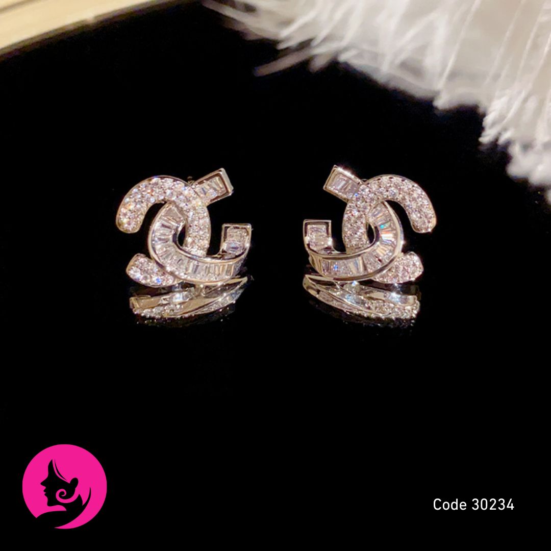 Korean Cross Double-C Earrings – Thick Real Gold Plated Minimal Studs (Gold/Silver)