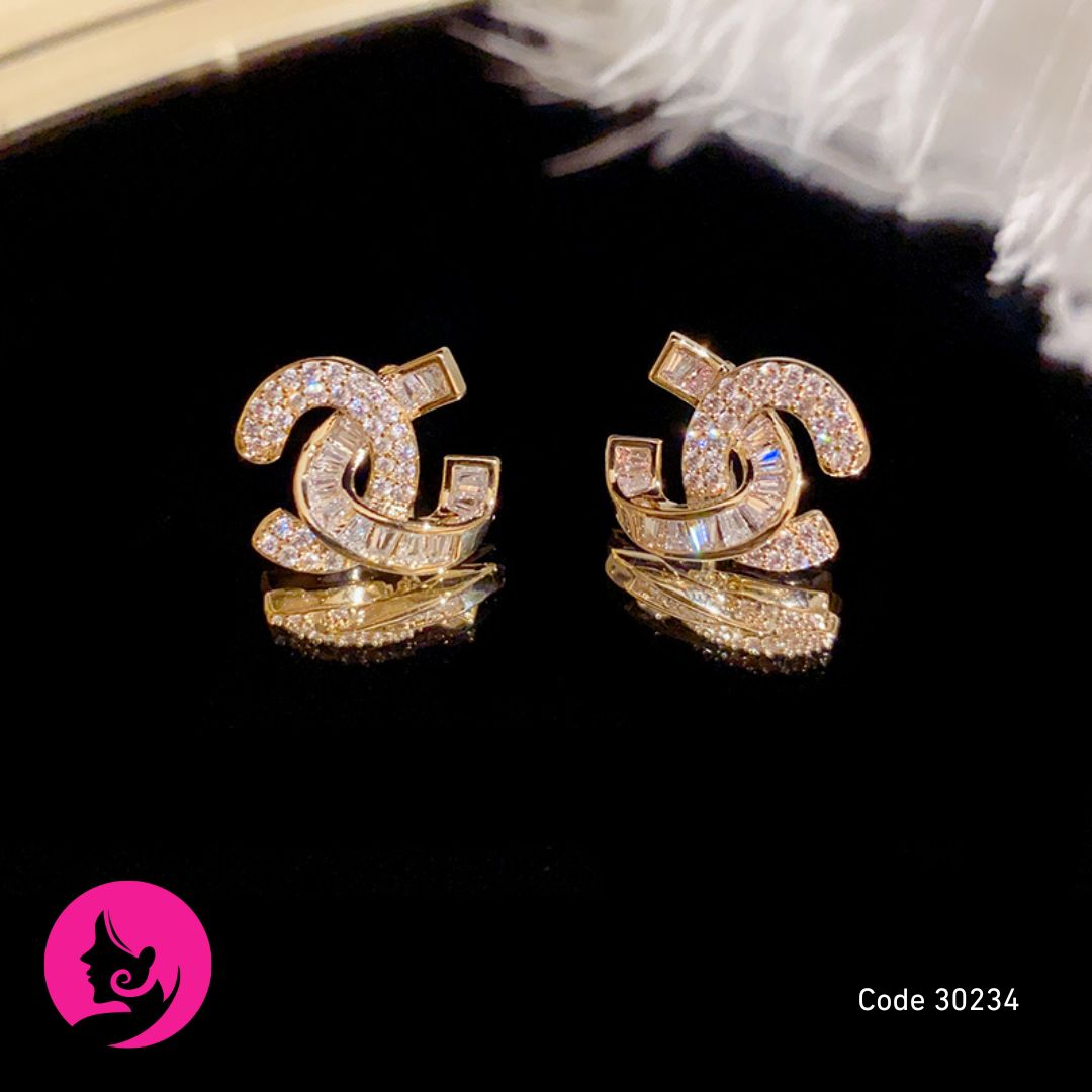 Korean Cross Double-C Earrings – Thick Real Gold Plated Minimal Studs (Gold/Silver)