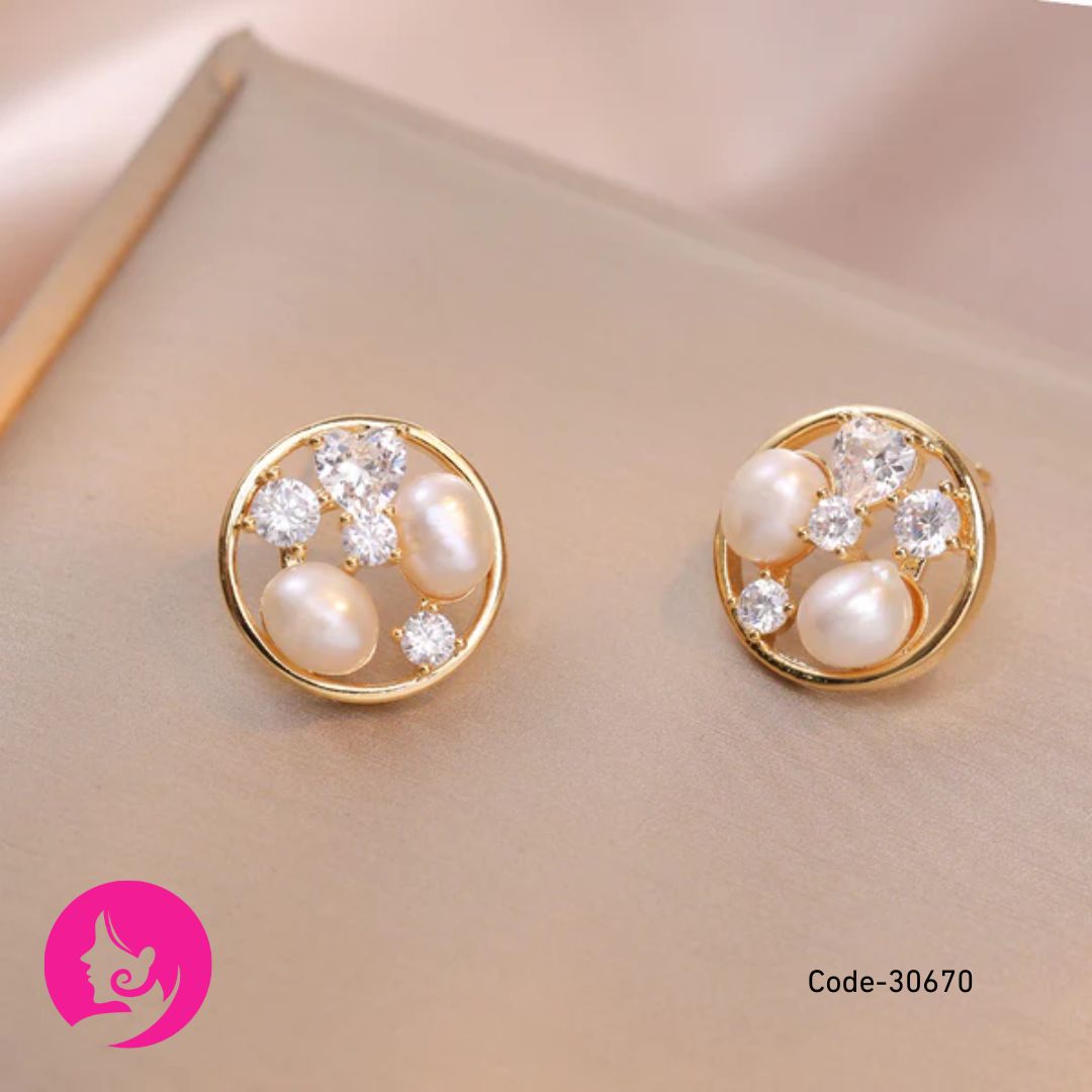 Hando Freshwater Pearl Earrings – Korean Style Cute Studs for Women