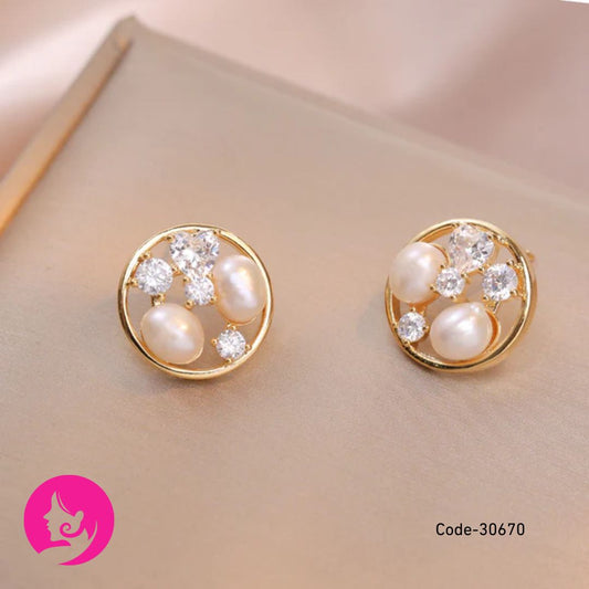 Hando Freshwater Pearl Earrings – Korean Style Cute Studs for Women