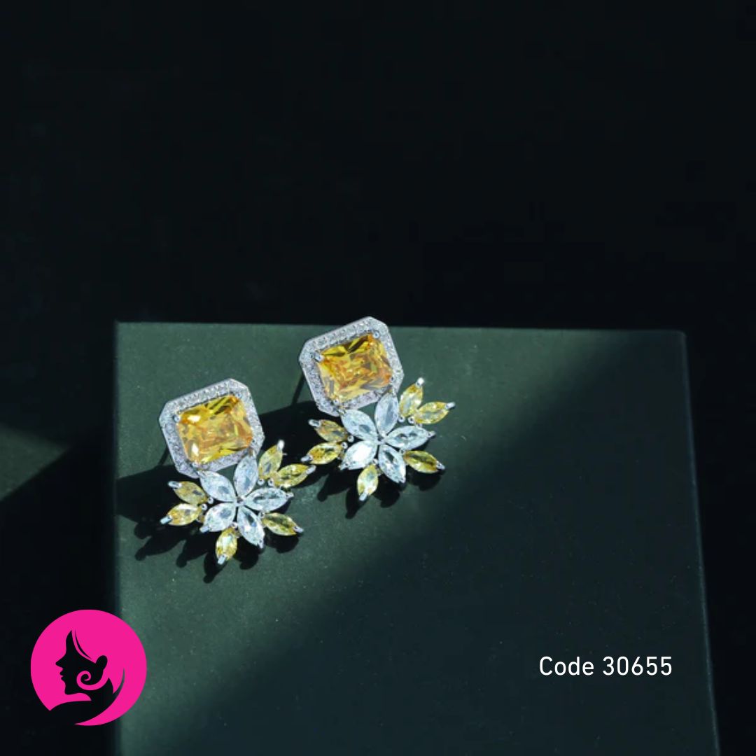 Ortina Light Luxury Geometric Earrings – Colorful Mosaic Copper Fashion Jewelry