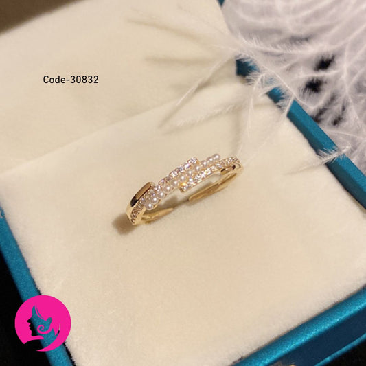 Korean-Style Adjustable Pearl Ring – Open Copper Band Elegant Women’s Jewelry
