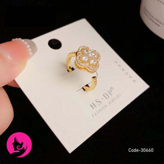 Rotating Four-Leaf Clover Ring – Gold/Silver Adjustable Real Gold Plated Petal Design
