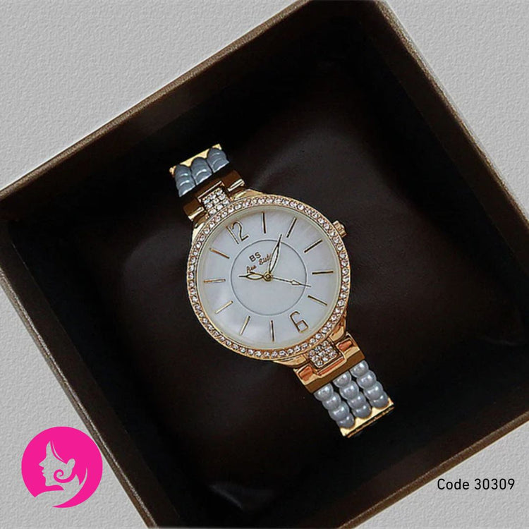 Luxurious Golden Pearl Watch – Elegant 35mm Dial with Jewelry Buckle