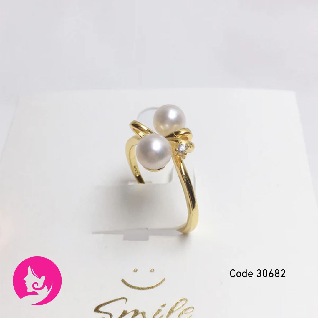 SHDIYAYUN Adjustable Pearl Ring – 6–7mm Flat Round Gold Open Band (White/Fuchsia/Purple)