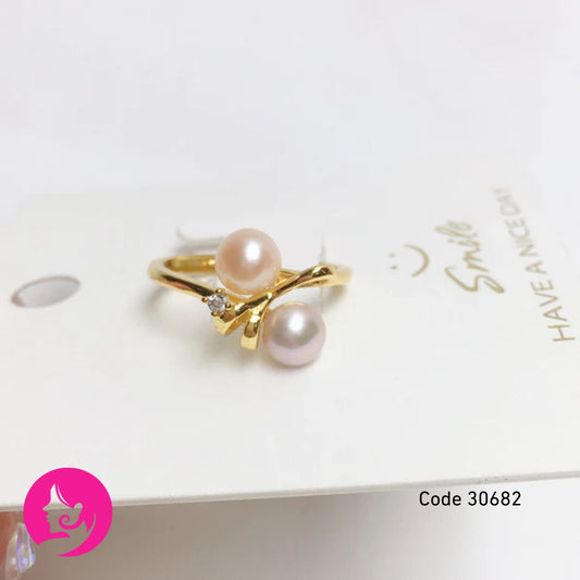 SHDIYAYUN Adjustable Pearl Ring – 6–7mm Flat Round Gold Open Band (White/Fuchsia/Purple)
