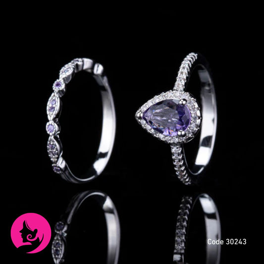 CAOSHI Silver Plated Water Drop Zircon Ring – Classic Wedding & Engagement Band