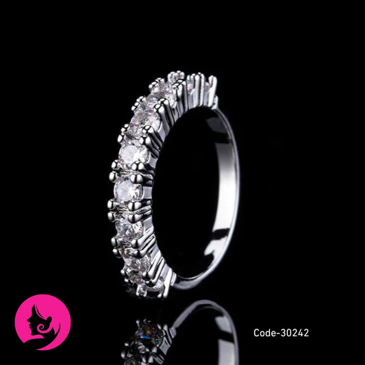 Unisex Zircon Eternity Band Ring – Rhodium/Gold/Rose Gold Plated Fashion Jewelry