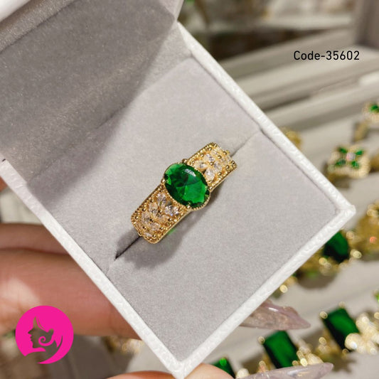 Emerald Engagement Sterling Gold Green Stone Ring For Women