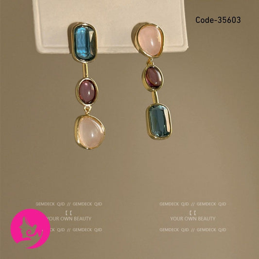 Light Luxury Gold Oval Geometric Earrings for Women