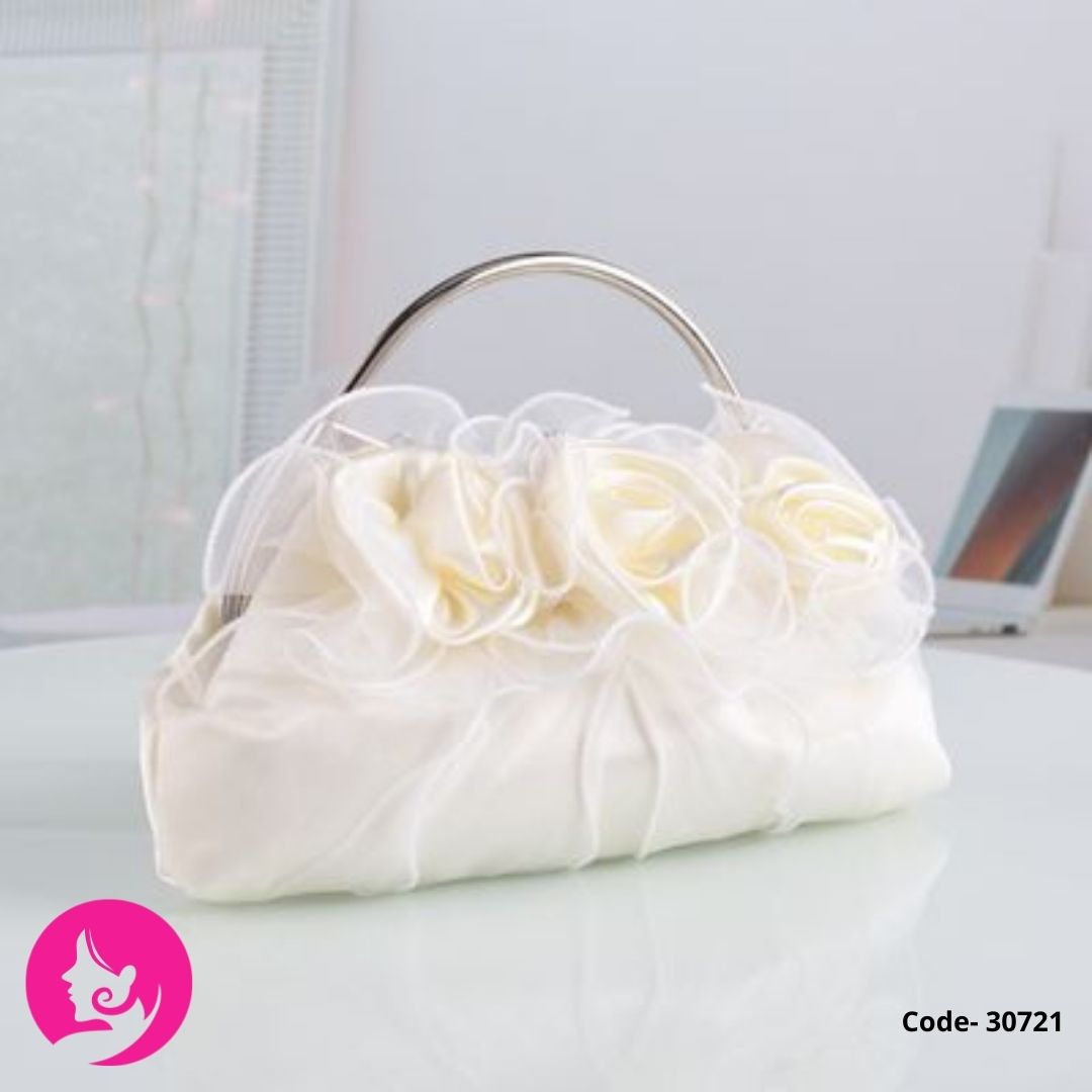 Flowered Silk Cloud Bag – Fresh & Cute Small White Shell Purse