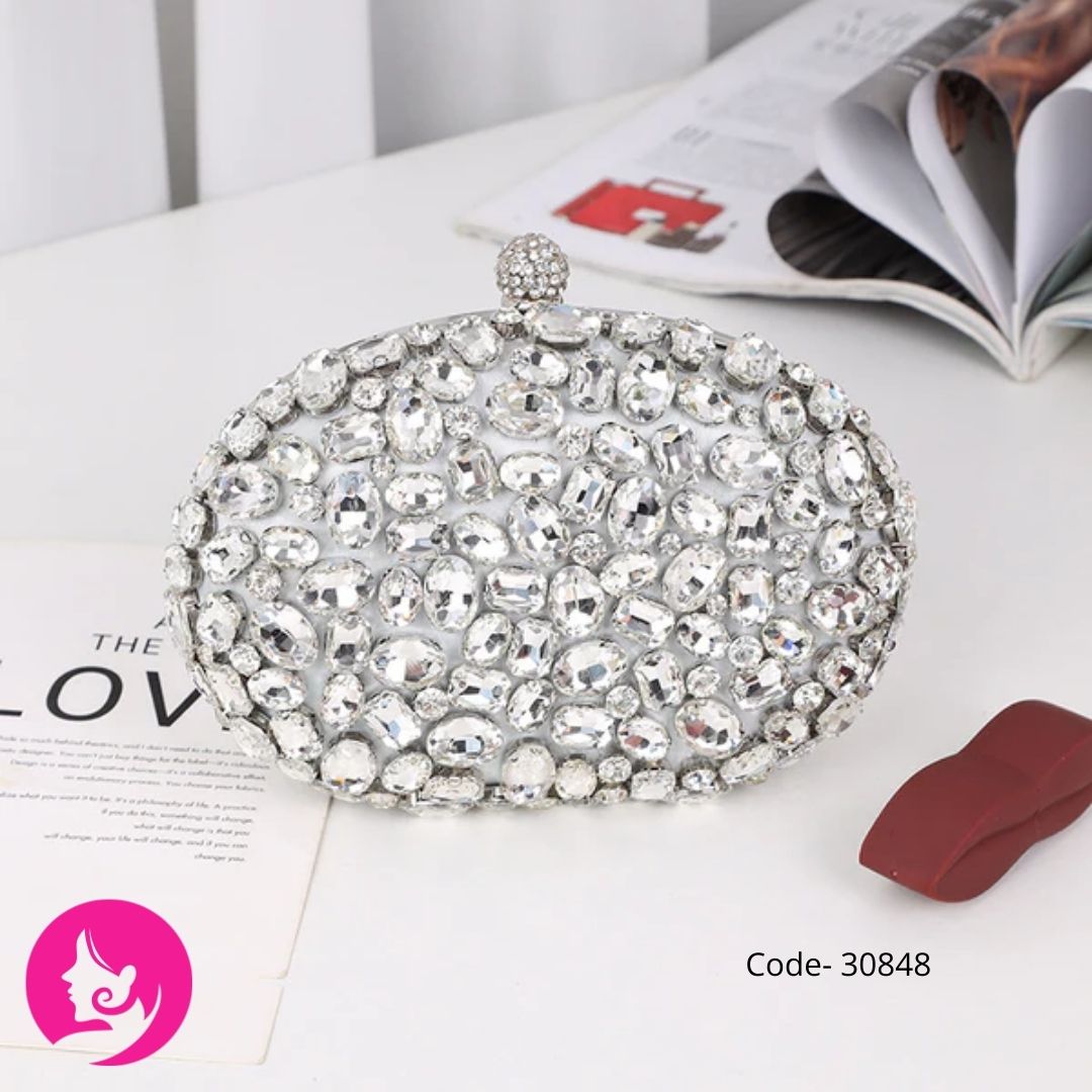Luxury Diamond Rhinestone Evening Bag Fashionable Oval Bridal Clutch Purse Crystal Beading Handbag for Weddings Special