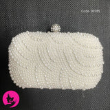 Women Crystal Pearls Clutch Purse Chain Wedding Evening Party Ladies Bag