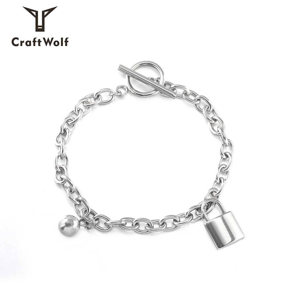 Craft Wolf Stainless Steel Lock Pendant Necklace