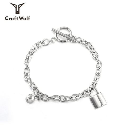 Craft Wolf Stainless Steel Lock Pendant Necklace