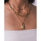 Gold Plated Layered Lock Pendant Necklace for Women