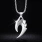 Unisex Stainless Steel Silver Low Allergy Anti Fading Flame Wolf Tooth Pendant Chain Necklace