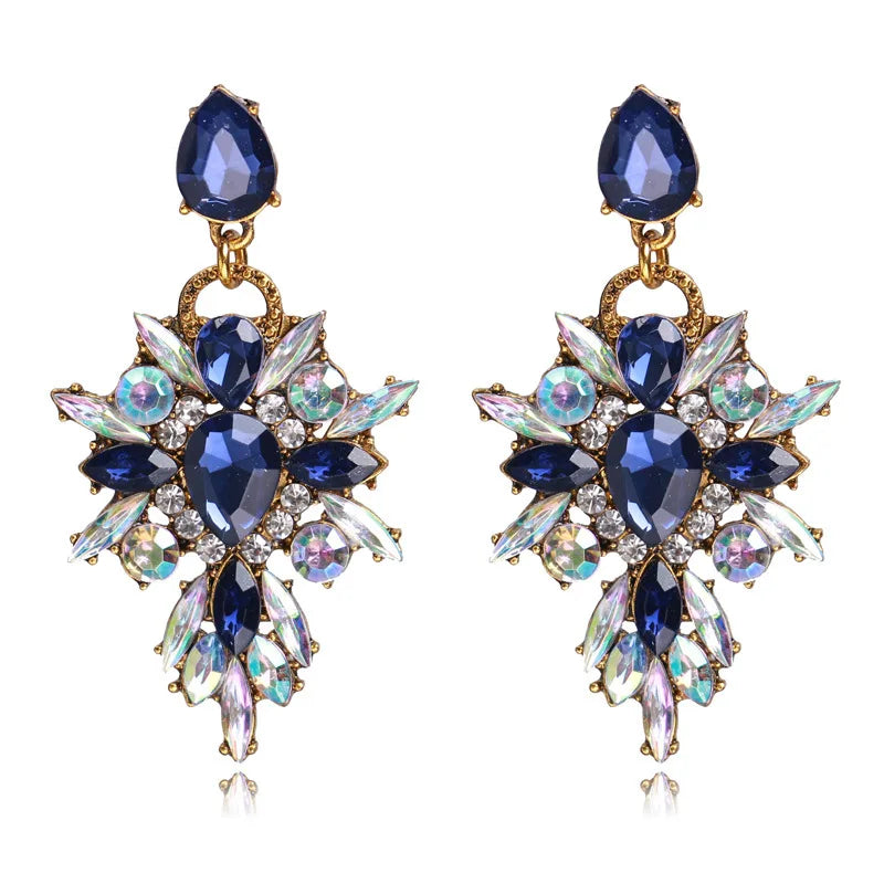 LUBOV Luxury Starburst Pendant 7 Color Gem Crystal Drop Earrings Big Flower Statement Earrings Brand Jewelry Brincos Hot Sale