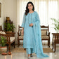 Indian Unstitched Organza Tissu Shalwar Kamiz Four Piece Party Dress For Women (4 Piece) - Dress For Girls