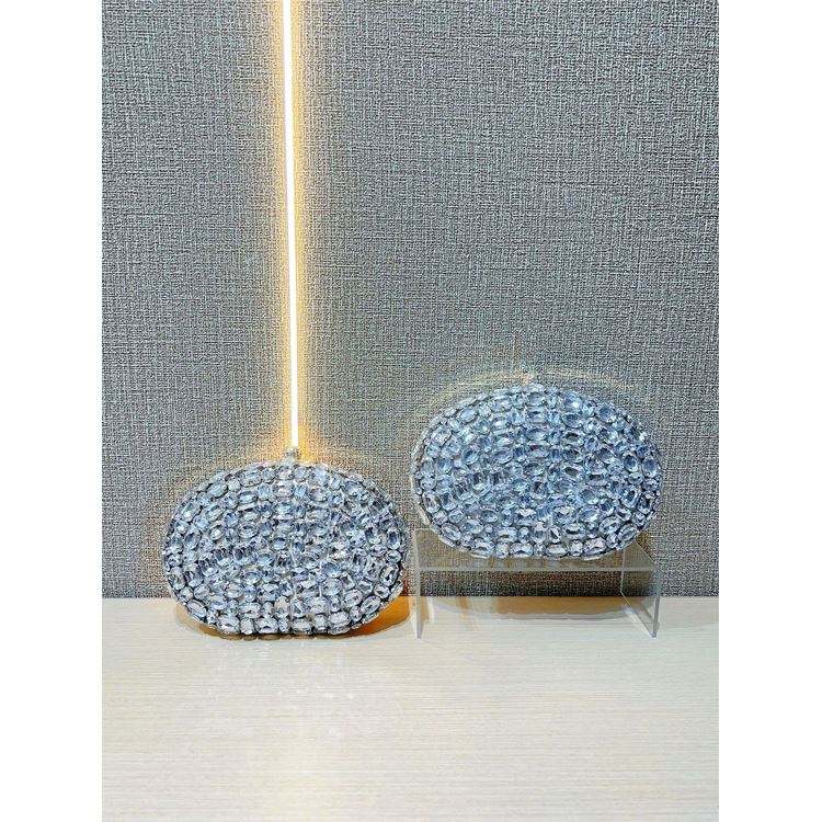 Luxury Diamond Rhinestone Evening Bag Fashionable Oval Bridal Clutch Purse Crystal Beading Handbag for Weddings Special