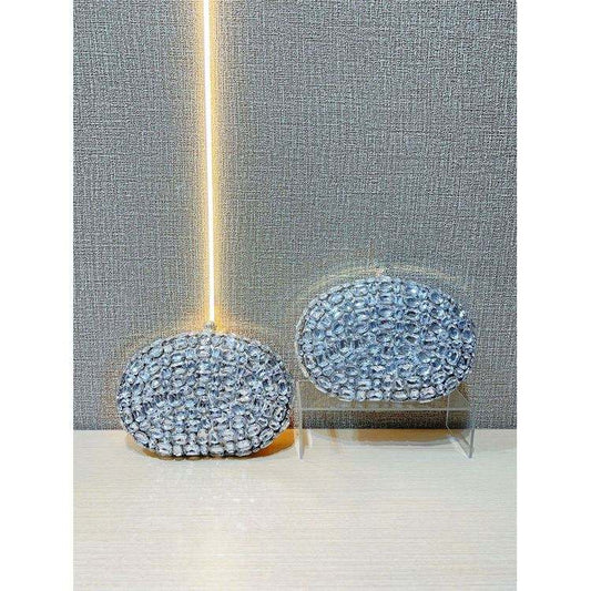 Luxury Diamond Rhinestone Evening Bag Fashionable Oval Bridal Clutch Purse Crystal Beading Handbag for Weddings Special