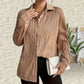Women’s Textured Button Shirt with Ruffled Fold Collar – Stylish Fashion Top