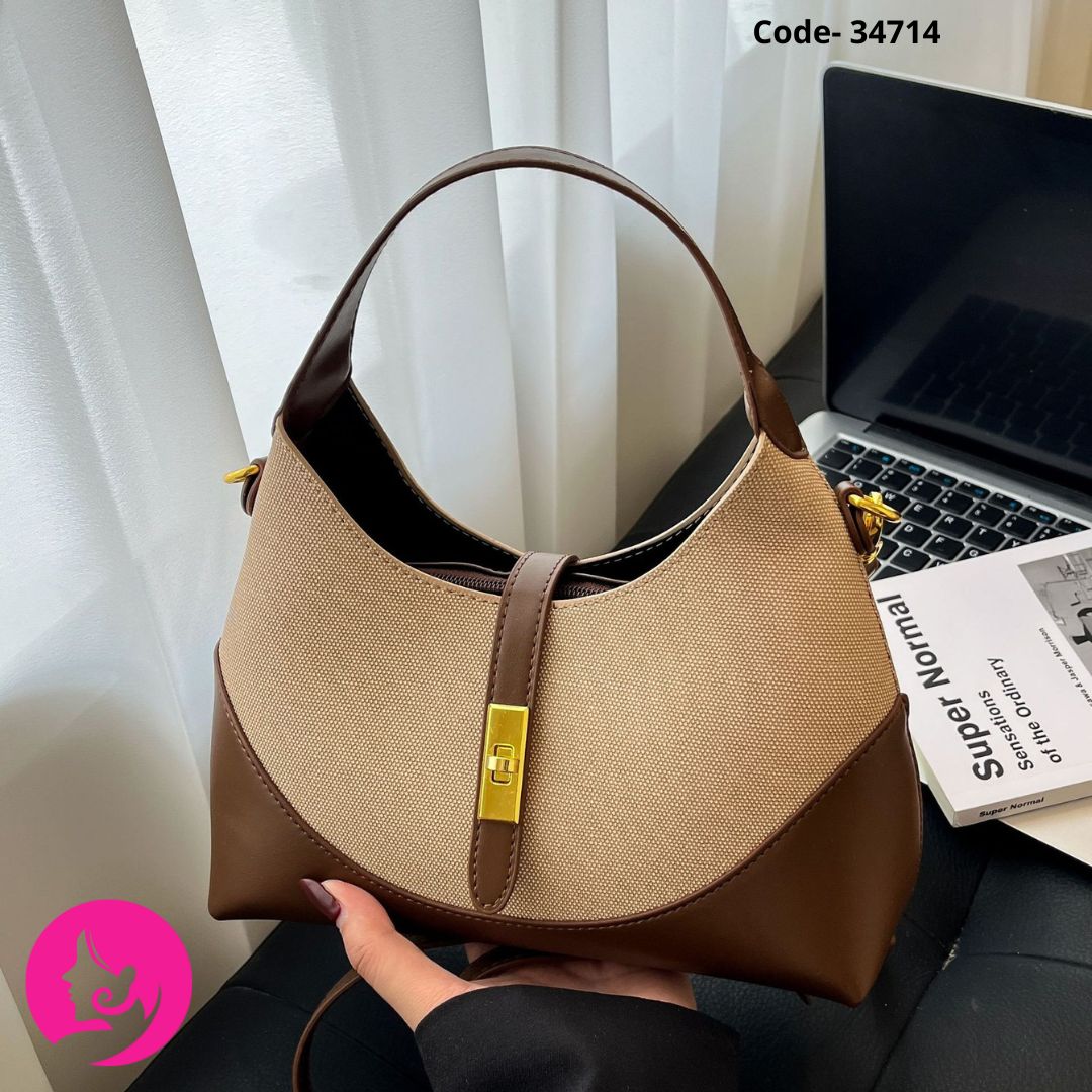 2026 New High-End Women's Luxury Handbag Color-Block Niche Design Versatile Crossbody Underarm Zipper Closure