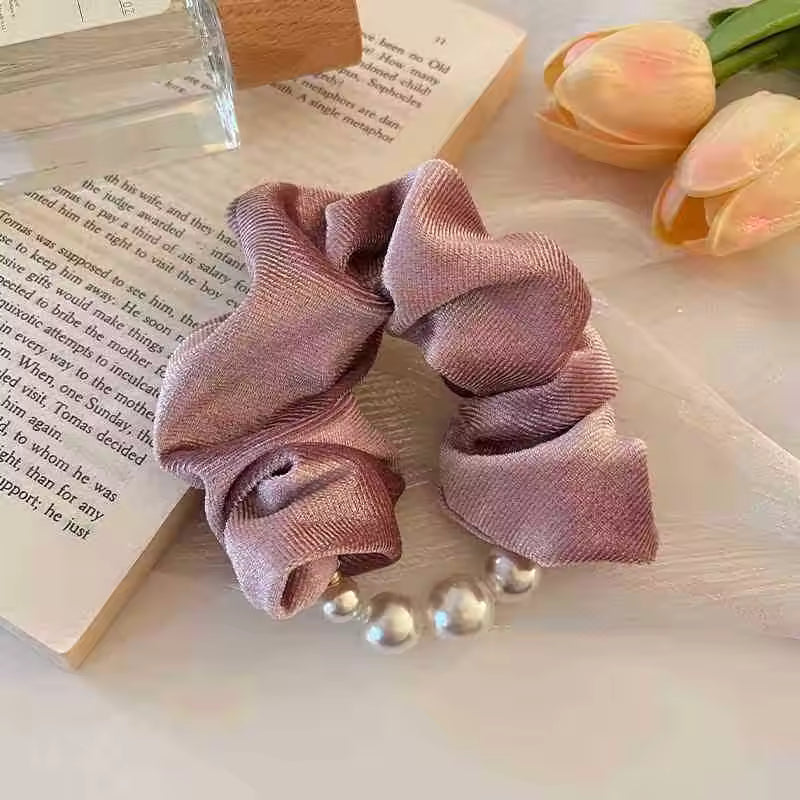 Jiamu Korean Ins Hot Style Princess Velvet Hair Scrunchies Elegant High Quality Elastic Hair Bands with Pearls
