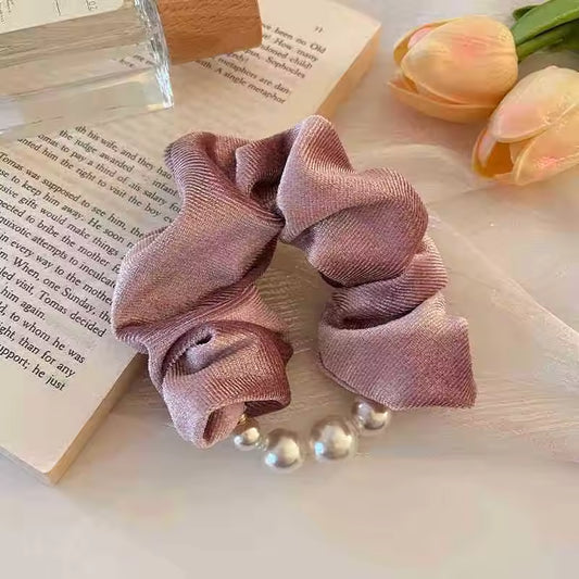 Jiamu Korean Ins Hot Style Princess Velvet Hair Scrunchies Elegant High Quality Elastic Hair Bands with Pearls