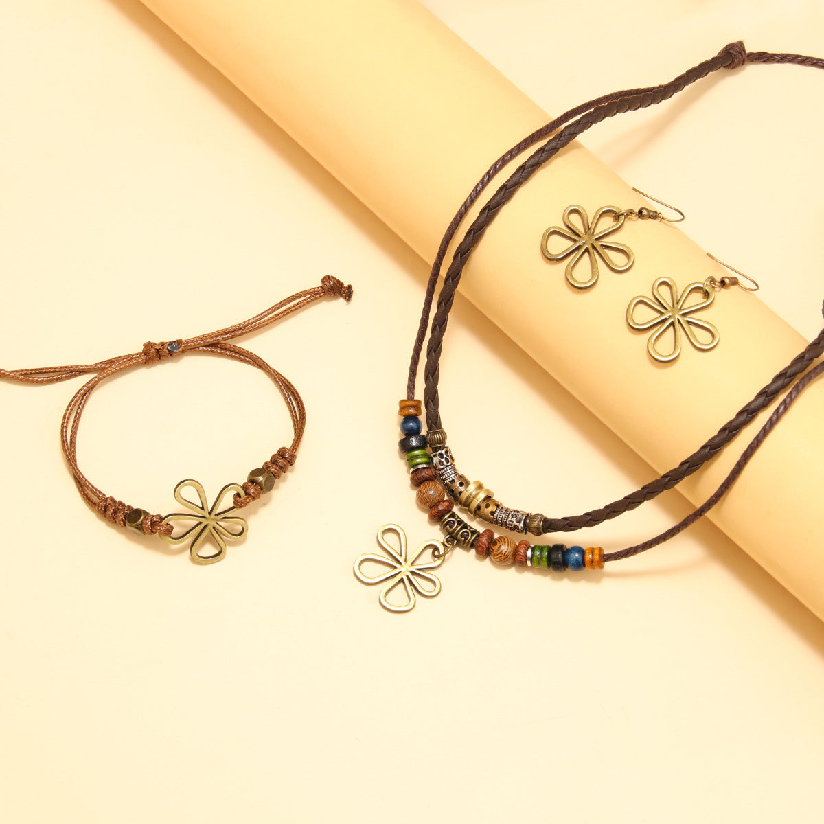 Geometric Pendant Necklace & Earrings Combo
