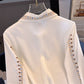 Long Sleeve White Fashion Retro Temperament Blouse Embroidered Shirt for Women