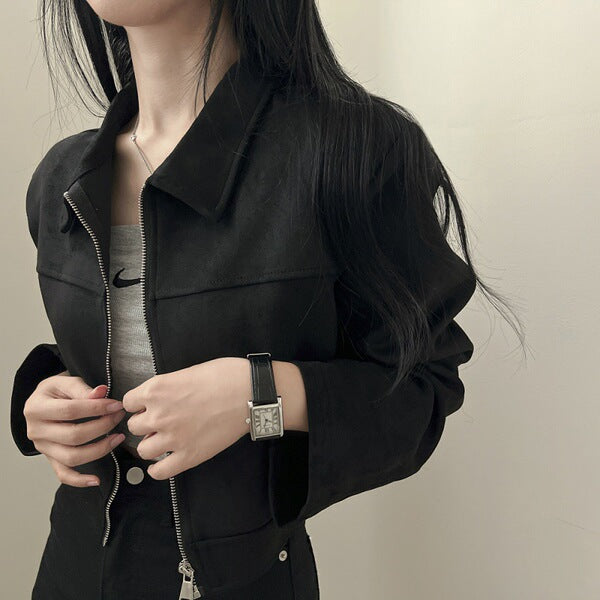 Women’s Korean Chic Suede Jacket – French Retro Slim-Fit Zipper Lapel Short Coat