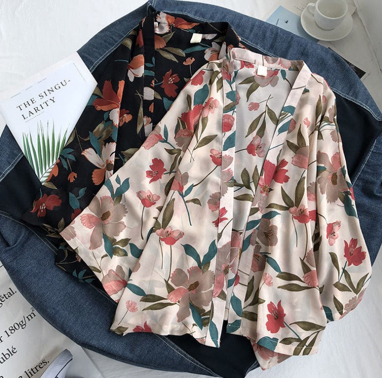 Women’s Floral Print Summer Blouse – Short Sleeve Korean Style Button Shirt