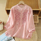 Women’s Cotton Embroidered Loose Shirt | Literary Retro Stand Collar Summer Top