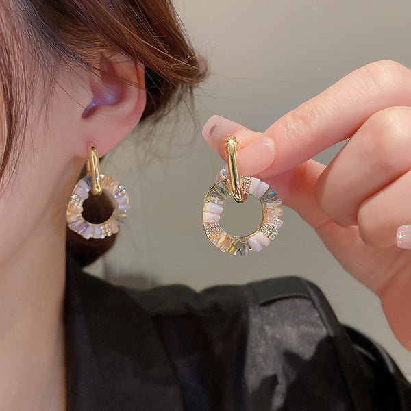 Retro Gold Hoop Earrings with Zircon | Women’s Circle Earrings