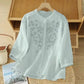 Women’s Cotton Embroidered Loose Shirt | Literary Retro Stand Collar Summer Top