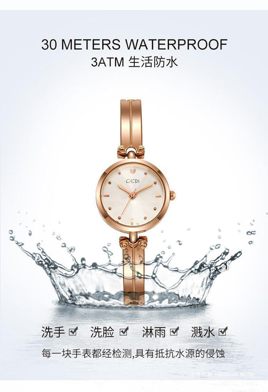 Ge Di Silver Belt Women’s Quartz Watch – 26mm White Dial, 30M Waterproof