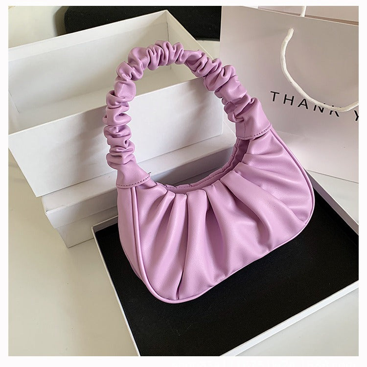 Pleated Cloud Dumpling Handbag – Magnetic Closure