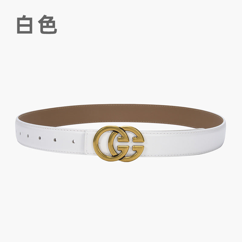 Classic GG Genuine Leather Women's Belt Versatile Decorative Jeans Belt New Style Cowhide Design for Internet Celebrity