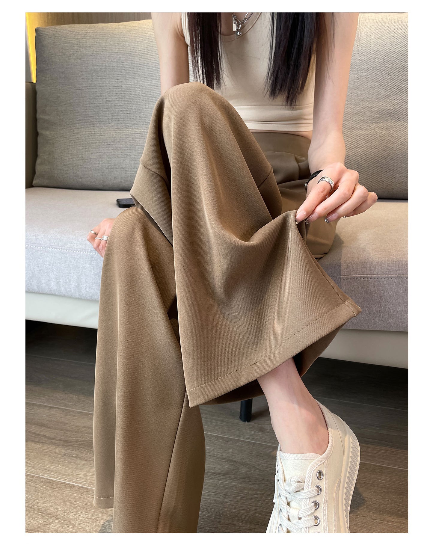 Women’s High-Waist Straight Leg Pants – Korean Leisure Fit