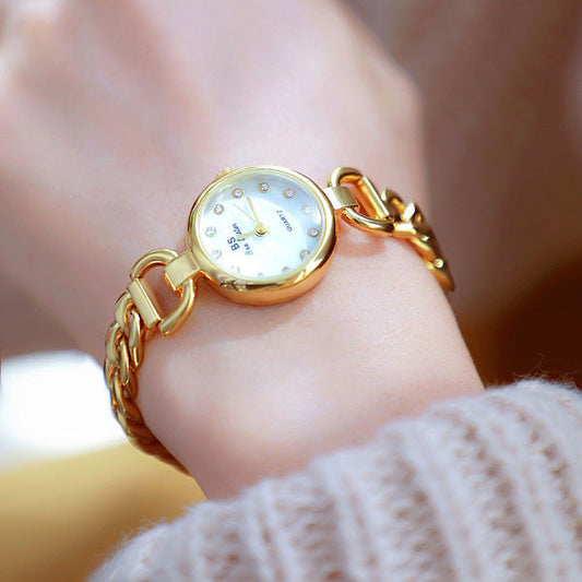 Trendy BS Bee Sister Small Chain Watch - Gold Elegance with Quartz Movement