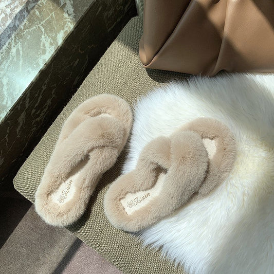 Cozy Plush Home Slippers – Warm Toe Style (Black / Off White / White)