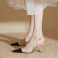Women's French Elegant Color-Block Heeled Sandals Low-Cut Shoes
