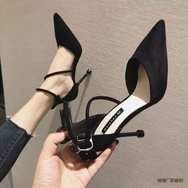 Women’s Black 8cm Pointed Toe Heels – Professional PU Pumps, Imported from China