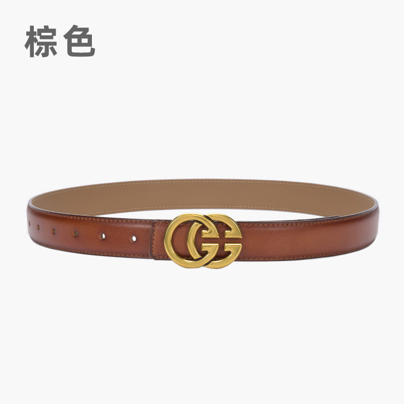 Classic GG Genuine Leather Women's Belt Versatile Decorative Jeans Belt New Style Cowhide Design for Internet Celebrity