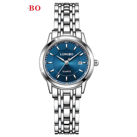 LONGBO Silver-Blue & Rose Gold Waterproof Watch – Chic & Reliable