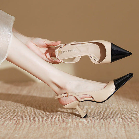 Yuanlitong Women’s Pointed Toe High Heels 6–8cm – Sheepskin Lined Daily Pumps, Apricot