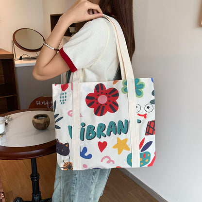 Cute Printed Canvas Tote Bag for Women | Large Casual Shoulder Bag