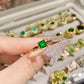 Emerald Engagement Sterling Gold Green Stone Ring For Women